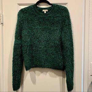 GIANNI BINI | fuzzy sparkly forest green sweater